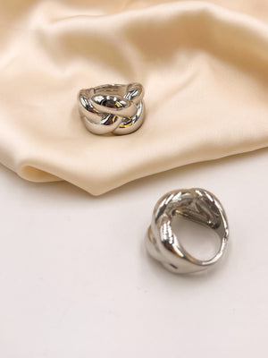 Anillo trenzado plateado en rodio - EKA Accesorios