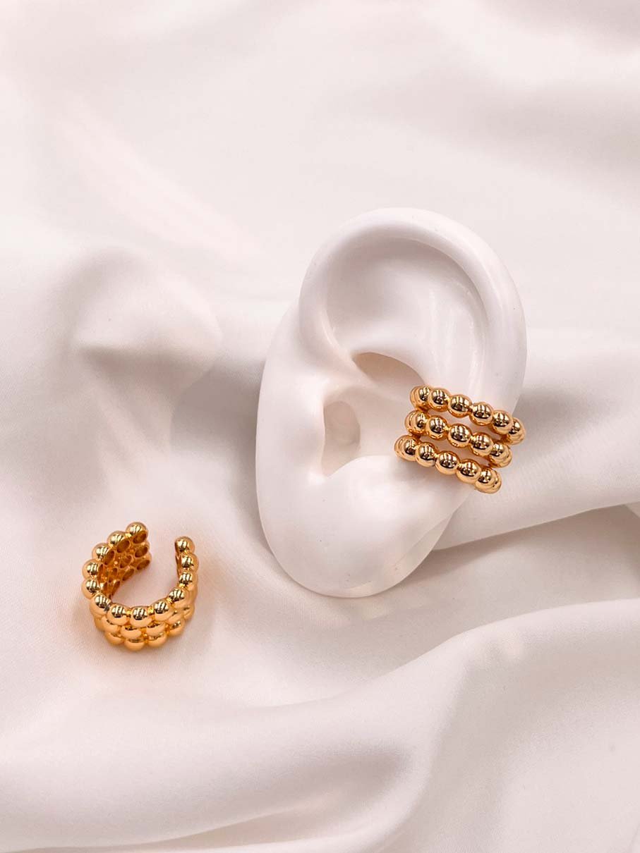 EARCUFF 3 BANDAS BALINES DORADO