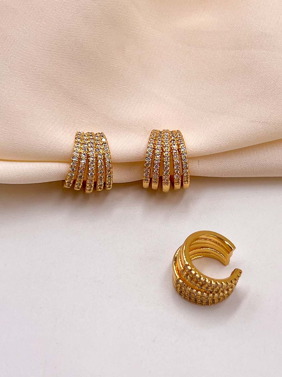 EARCUFF FLORENCIA ZIRCONES DORADO