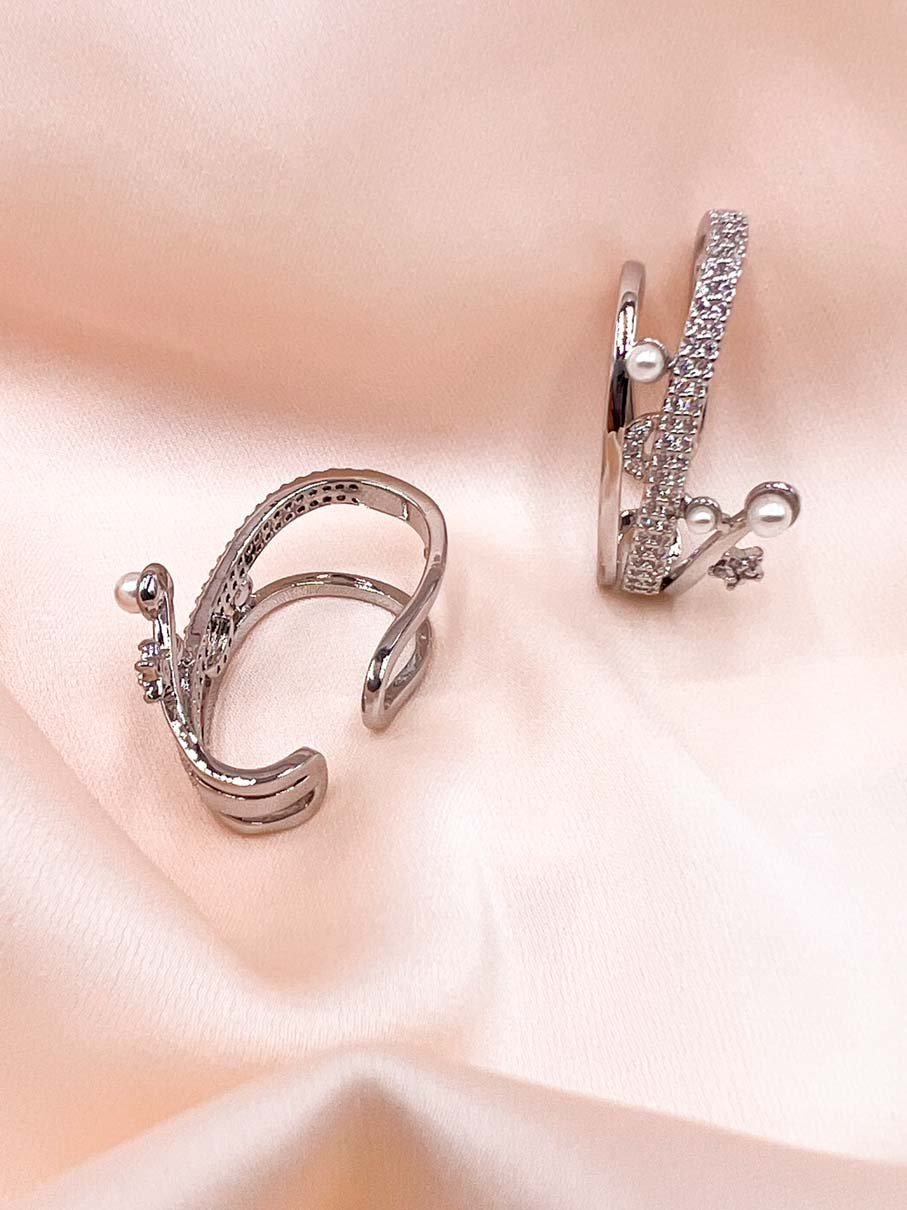 EARCUFF ZIRCON-PERLAS PLATEADO