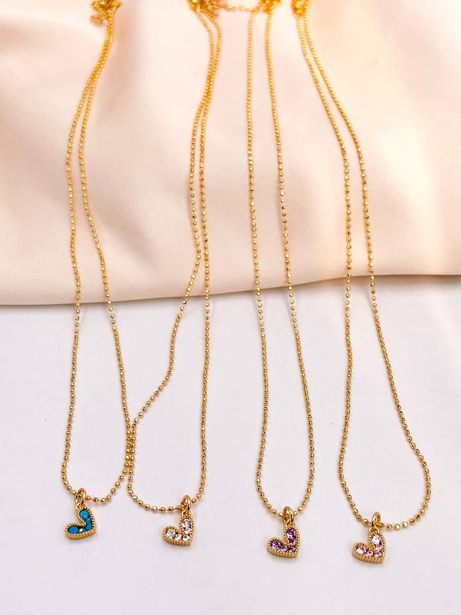CADENA CON DIJE CORAZON MINI BRILLANTE DORADO
