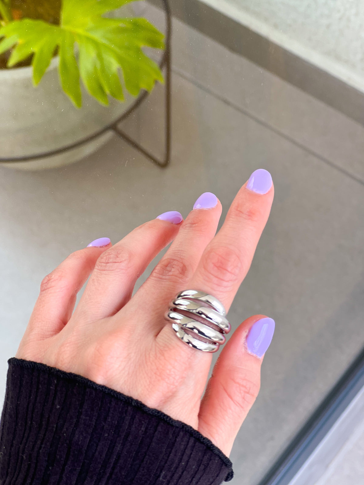 Anillo Leticia plateado en rodio - EKA Accesorios