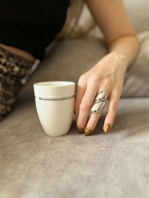 Anillo roma plateado en rodio - EKA Accesorios