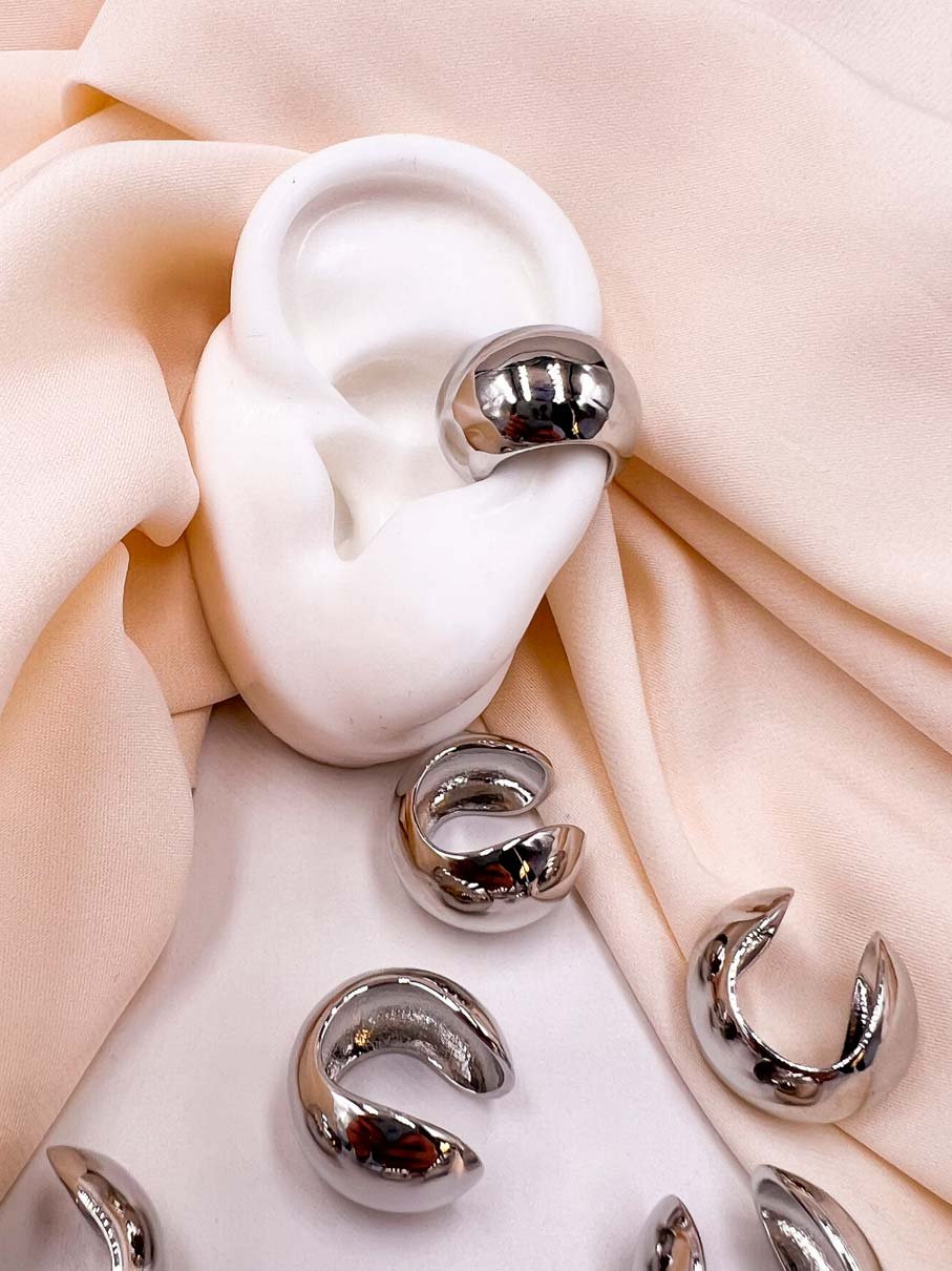 EARCUFF CHUNKY PLATEADO